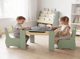 Levede Kids Table and Chairs Set 3-in-1 Chalkboard Storage Learning Dining Desk TB1027-GN-AU