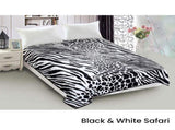 800GSM Luxury Reversible Animal Mink Blanket Queen 200 x 240 cm White Black Safari V442-ABR-BLANKET-800GSM22SAFARI-WHITEBLACK-QS