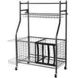 Sports Equipment Garage Organizer, Rolling Ball Storage Cart on Wheels, Basketball Rack with Baskets V952-QLSNJHSS4G2GUA6PTV0