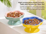 Ceramic Cat Dog Slow Feeder Bowl Caribbean Blue Paw Print Elevated Anti-Choke Pet Bowl 180g 200ml V1221-XM-LB8588-GM274