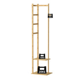 Bamboo Coat Stand Clothes Rack with Garment Shelf, Hanging Rail and Hooks V767-JJ-ZY212-G2