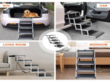 Folding Dog Stair Lightweight Aluminium Dog Ramp Adjustable Height 5 Steps Pet Ladder Loads up to V985-DOGSTAIR