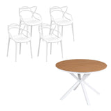 Gardeon 5PCS Outdoor Dining Set Table and Chairs Patio Garden Furniture Entwine FF-DIN-PP601-5SET-WH