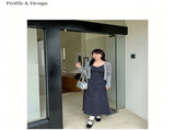 Dark Gray Size L French Spring Two-Piece Dress Set V1221-XM-LB7103-GM182