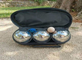 Petanque Boules Set Chrome & Titanium Plated Steel Balls, with Jack, Measure Tool & Logo Bag, V1232-DZGQ-001