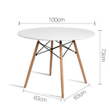 Artiss Dining Table Round White 4 Seater 100CM BA-BB-DSW-TAB100-WH