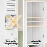 Artiss Bathroom Storage Cabinet 170cm Tall Slim Organiser Toilet Corner Adjustable Shelf Louver Door FURNI-S-BATH-X170-WH