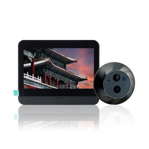 1080P Wifi Smart Cat Eye Video Doorbell - 4.3 Colour Screen - Hidden - Black PRL-A108566600ADE
