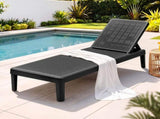 Gardeon Sun Lounge Adjustable Lounger Patio Outdoor Furniture Lightweight Black FF-LOUNGE-PP-RAT-BK