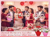 48 Pcs Mother's Day Flower Bouquet Holder Bulk with Handle Pink Red Florist Floral Bouquet Boxes for V1258-DP02-F-809