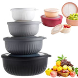 4Pcs Mixing Bowl With Lid Preparation Bowl With Color Cooking And Lid Wide And Deep Plastic Set V1366-AZ2-W-18281