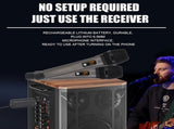 Hridz rechargeable UHF dual channel wireless microphone system for performances V571-HZ-UHFW2M