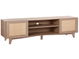 Rattan TV Stand, Mid Century Modern TV Stand for 75 inch TV, Boho Rattan TV Cabinet with Build-in V952-TBDSJ66INCHEOANELV3
