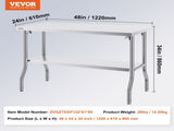 Commercial Worktable Workstation Folding Commercial Prep Table 1220x610 mm V952-CFGZT48X24YC00001V0