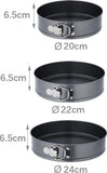 3-Piece Round Springform Set Round Baking Tin Cake Pan Non-Stick Baking Pan 20, 22 and 24cm V1188-MS101-01624-1