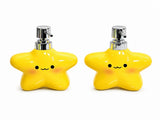 2 pcs Cute Star Shaped Ceramic Soap Dispenser - 400ml Yellow Bathroom Lotion Bottle - Press Pump for V888-ELOSUNG56111
