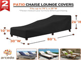 Patio Chaise Lounge Cover Water Resistant, 2 Pack of Pool Lounge Chair Covers for Outside Stackable V1258-DP02-WO-494