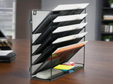 6 Tier Desktop File Organiser, Wall Mount Magazine Rack, Mesh Desk Organizer, Vertical Hanging V1186-TH104