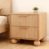 Artiss Rattan Bedside Table 2 Drawers Pine FUR-Z-BS-03-WD