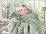 Laura Hill 600-GSM Mink Blanket Queen Size Double-Sided Soft Plush Bed Faux Throw Rug Wine Sage MINK-SG