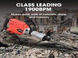 Baumr-AG 2300W Pro-Grade Electric Demolition Jackhammer, with 3 Bonus Chisels, Carry Case V219-BAJHTL04A