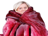 Laura Hill 600-GSM Mink Blanket Queen Size Double-Sided Soft Plush Bed Faux Throw Rug Wine Red MINK-WRD