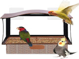 Stainless Steel Window Bird Feeder with Suction Cups, Transparent Weather-Resistant Feeding Station V1189-LC-HW-00026