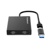 Simplecom DA369 USB 3.0 or USB-C to Dual 4K HDMI 2.0 Display Adapter for 2x 4K@60Hz Extended Screens V28-DA369