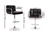 Artiss 2x Bar Stools Leather Gas Lift w/Armrest Black BA-K-1055A-BKX2