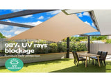 Instahut Shade Sail 4x6m Rectangle 280GSM 98% Sand Shade Cloth SAIL-H-4X6-C-SA