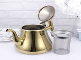 Stylish Golden Stainless Steel Teapot Glossy Surface Kitchen Tea Kettle V1192-AZ-W-22537
