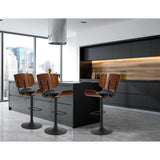 Artiss Bar Stools X3 Kitchen Counter Chair Gas Lift Swivel PU Cherry All Black BA-TW-8045A-BKX3