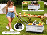 Gardeon Collapsible Outdoor Storage Box 54L Stackable Folding Camping Organizer Wheels Plywood Lid XFEL-OSB-54L-WHEEL-WH