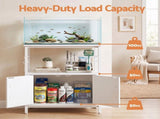 Artiss 20 Gallon Fish Tank Stand 3-Tier Aquarium Stand with Storage Cabinet and Open Shelf White MET-FTS-26140-WH