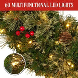 61cm Bristle Berry Christmas Wreath with Multi Functions Lights 112_OPBB61