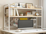 CARLA HOME 2-Tier Metal Desktop Hutch Bookshelf with Grid Panel for Computer Desk and Office LSB-36220