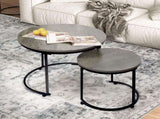 Levede Round Nesting Table Coffee Table Wood Side Table CH1156-60-GY_NZ