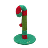 Christmas Candy Cane Cat Scratching Post - Durable Sisal, Plush Covered, Interactive Hanging Toy, V1341-ZY-ES3N3QGR