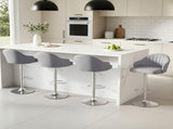 Artiss 4x Bar Stools Kitchen Swivel Gas Lift Counter Chair Shell Leather Grey BA-K-256-GYX4