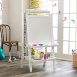 White Deluxe Wood Easel set for kids V178-12618