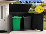 Gardeon Outdoor Storage Box 1170L Container Lockable Cabinet Tool Organizer Shed Black OSB-1170L-ABK