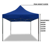 3x3m Pop Up Gazebo Outdoor Tent Folding Marquee Party Camping Market Canopy w/ Side Wall - blue V610-GAR-3X3-SI-BL