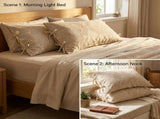 Linen Cotton Pillowcase Pair with Tie Closure Floral Pillow Covers 48x74cm V888-ELOSUNG54962-2