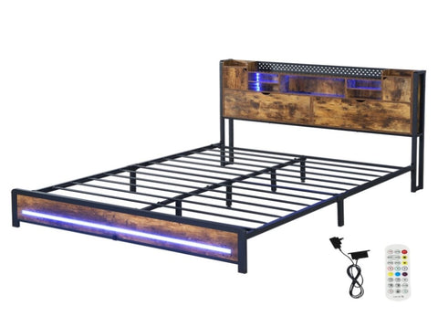 Levede Double Bed Frame Storage Headboard Industrial BF1066-D