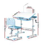 Keezi Kids Table and Chair Set Adjustable Study Desk w/ LED Lamp Reading Blue KTC-A-STU-PL-BL