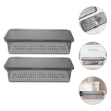 Chopstick Storage Box Grey PP for Kitchen Utensil Organization 3Pcs V1192-AZ-W-32861