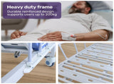 EQUIPMED 7 Function Medical Bed, w/ Mattress & Over Bed Table, Adjustable Back and Leg Lifting, V219-BNSADBEQM06A
