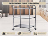 3 Tiers Food Trolley Cart Stainless Steel Utility Kitchen Dining Service V63-827561