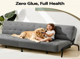 Artiss Sofa Bed, 1.9m 3-Seater Soft Innerspring Adjustable Couch Futon Chair for Apartment Dorm SBED-SPR-VEL8173-GY