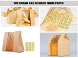 1Set Multi Function Paper Bread Bags with Window and Stickers for Bread and Cookie Packaging V1192-AZ-W-22435